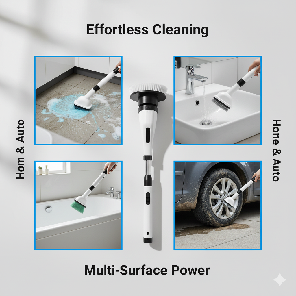 FetchHub™ | 9-in-1 CleanMaster Powerful Cordless Electric Scrubber | Adjustable Handle | Waterproof