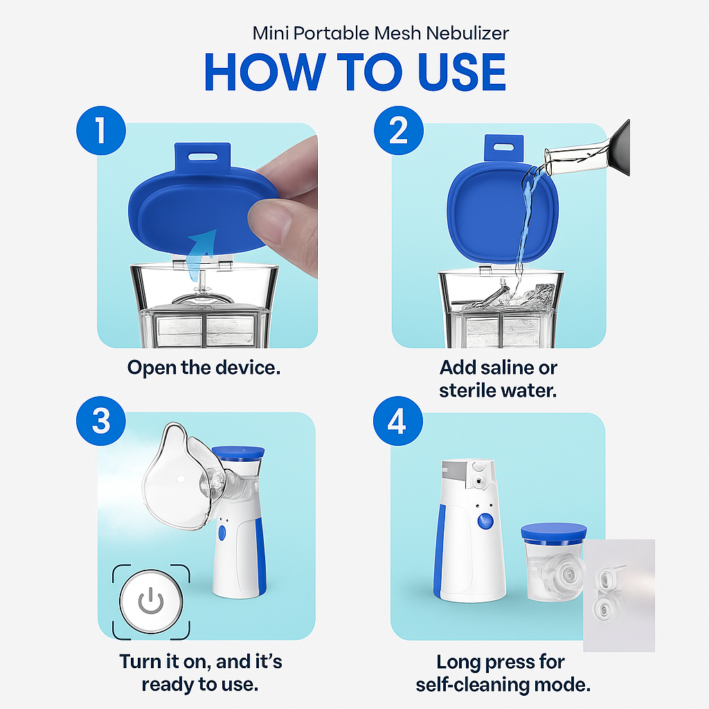 BreatheEase™ - Instant Breathing Relief | Silent & Portable Mesh Nebulizer