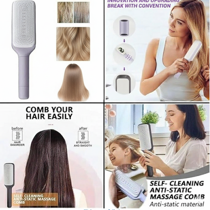 FetchHub™ | 4-in-1 Self-Cleaning Hairbrush for Smooth, Frizz-Free Hair